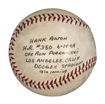 Hank Aaron 350th Home Run Baseball